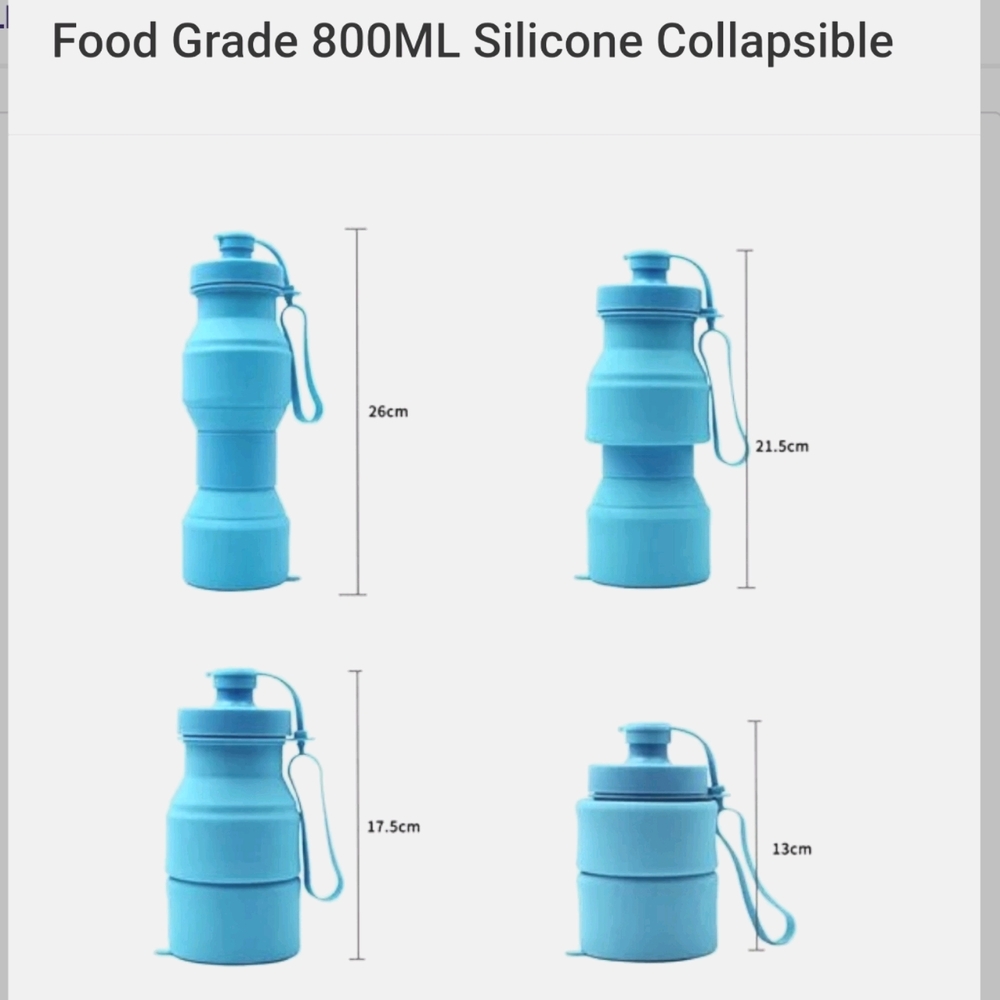 WATER BOTTLE COLLAPSIBLE TEAL NWT
